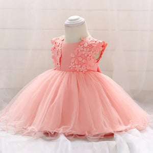 princess baptism dress with tulle & flowers