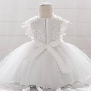 princess baptism dress with tulle & flowers